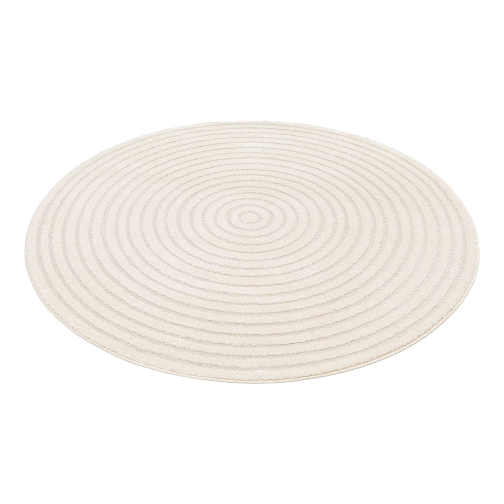 Tappeto per interni con cerchi in rilievo color crema, 160cm, crema