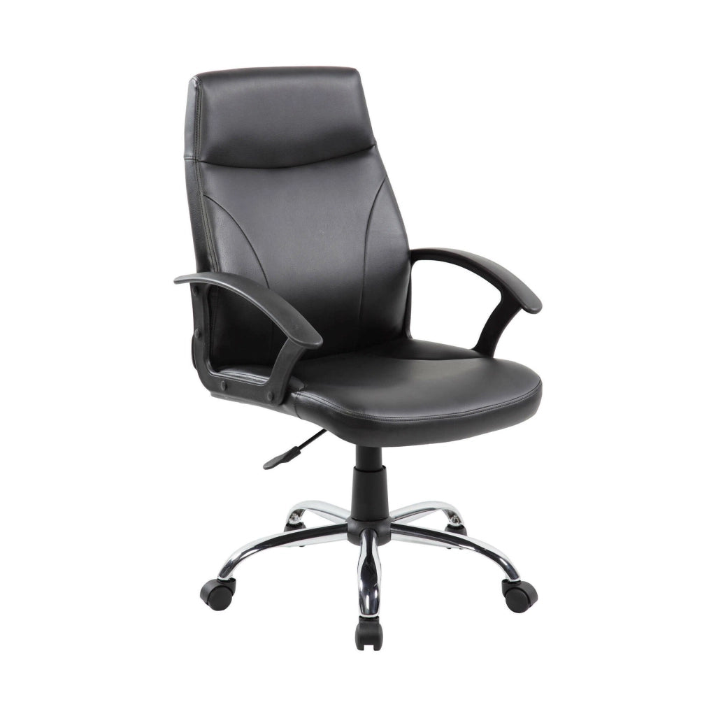 Sedia da ufficio Triangolo, Poltrona direzionale con braccioli, Sedia ergonomica da ufficio, Nero, 60x59h100/110 cm