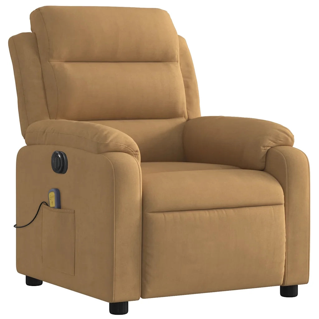 Poltrona Massaggiante Reclinabile Elettrica Marrone Velluto 3205089