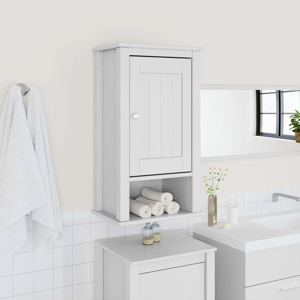 Mobile da Bagno a Muro BERG Bianco 40x27x71,5 cm Massello Pino 358548