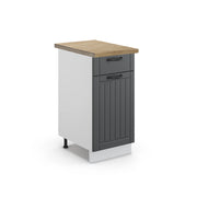 Mobiletto base per cucina Fame-Line Antracite rustico/Bianco 40 cm, PL Rovere Vicco