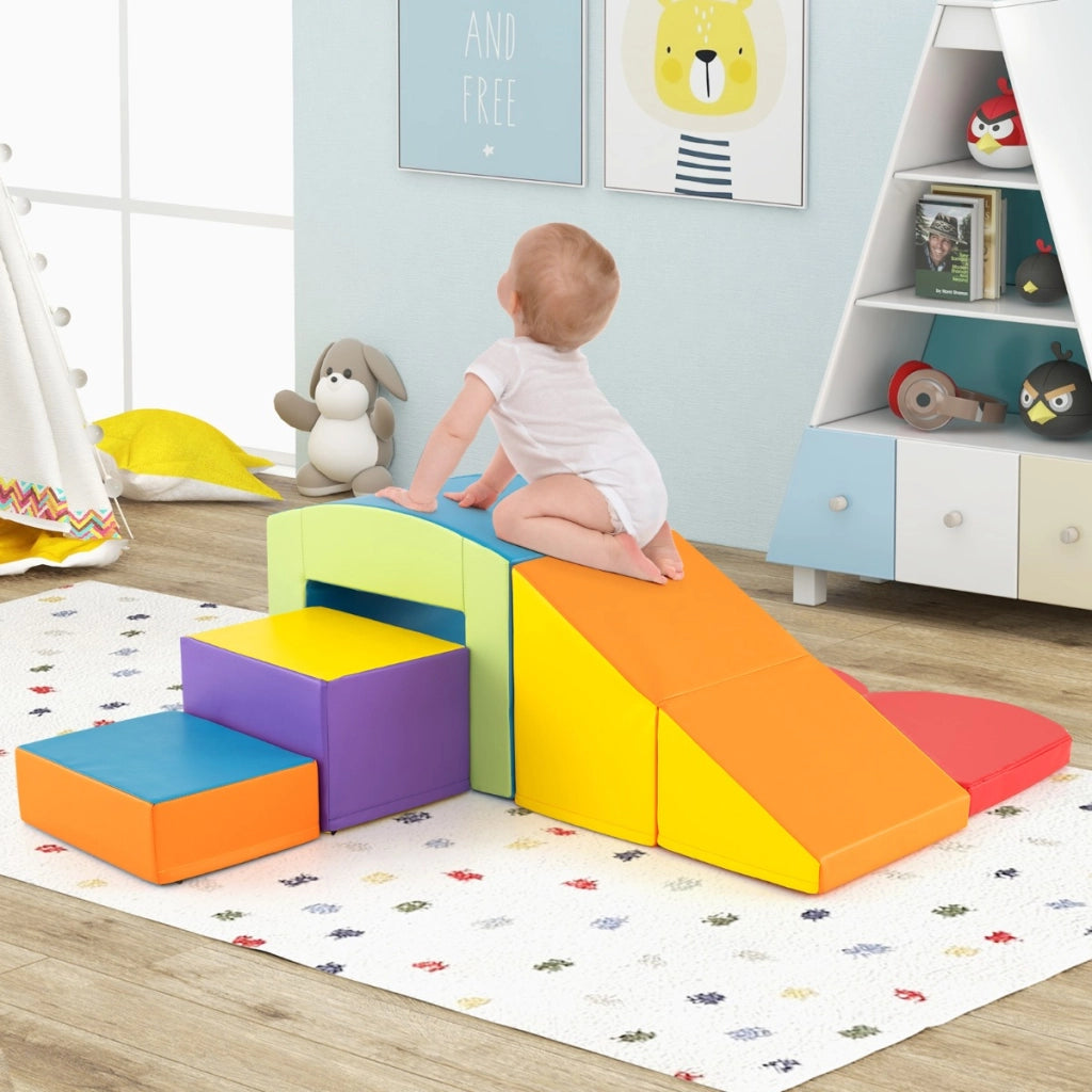 6 Blocchi di schiuma per arrampicarsi e strisciare con tunnel, Gioco morbido per bambini Colorato