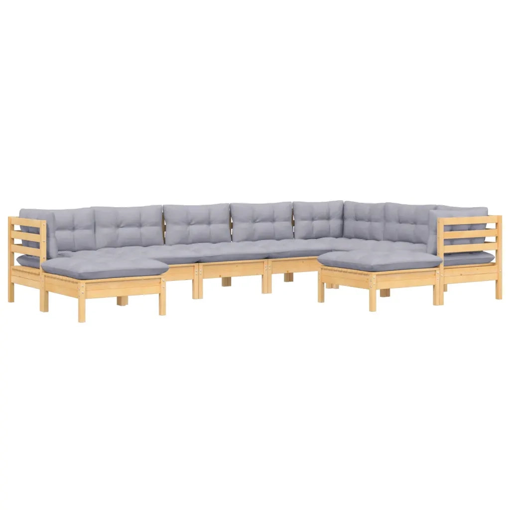 Set Divani da Giardino 9 pz con Cuscini Grigi Massello di Pinocod mxl 117975