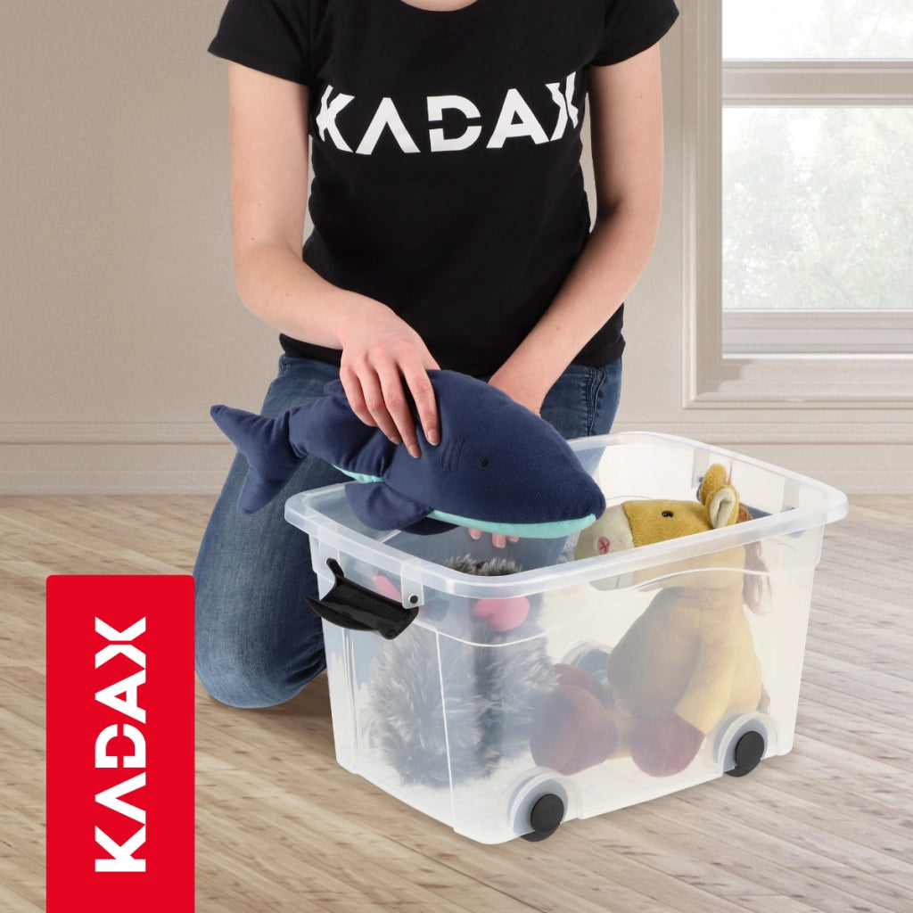 Contenitore per giocattoli KADAX, grande scatola con ruote, in plastica, grande 60 litri