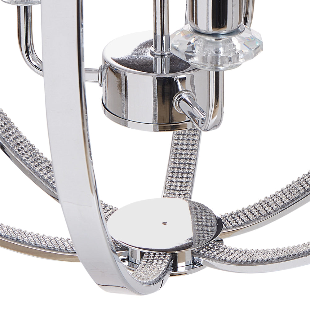 Lampadario Lampada a sospensione in ferro cromato con accenti di cristallo Illuminazione in stile glamour Soggiorno Sala da pranzo