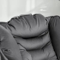 Poltrona Moderna con Poggiapiedi e 2 Tasche Laterali, in Tessuto Effetto Velluto e Acciaio, 80x78x100 cm, Grigio