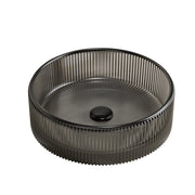 Lavabo tondo 36 cm in cristallo, trasparente e nero, senza rubinetto