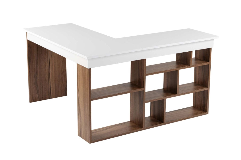 Scrivania in legno "Vesper" 130 x 120 x 72 cm - Noce