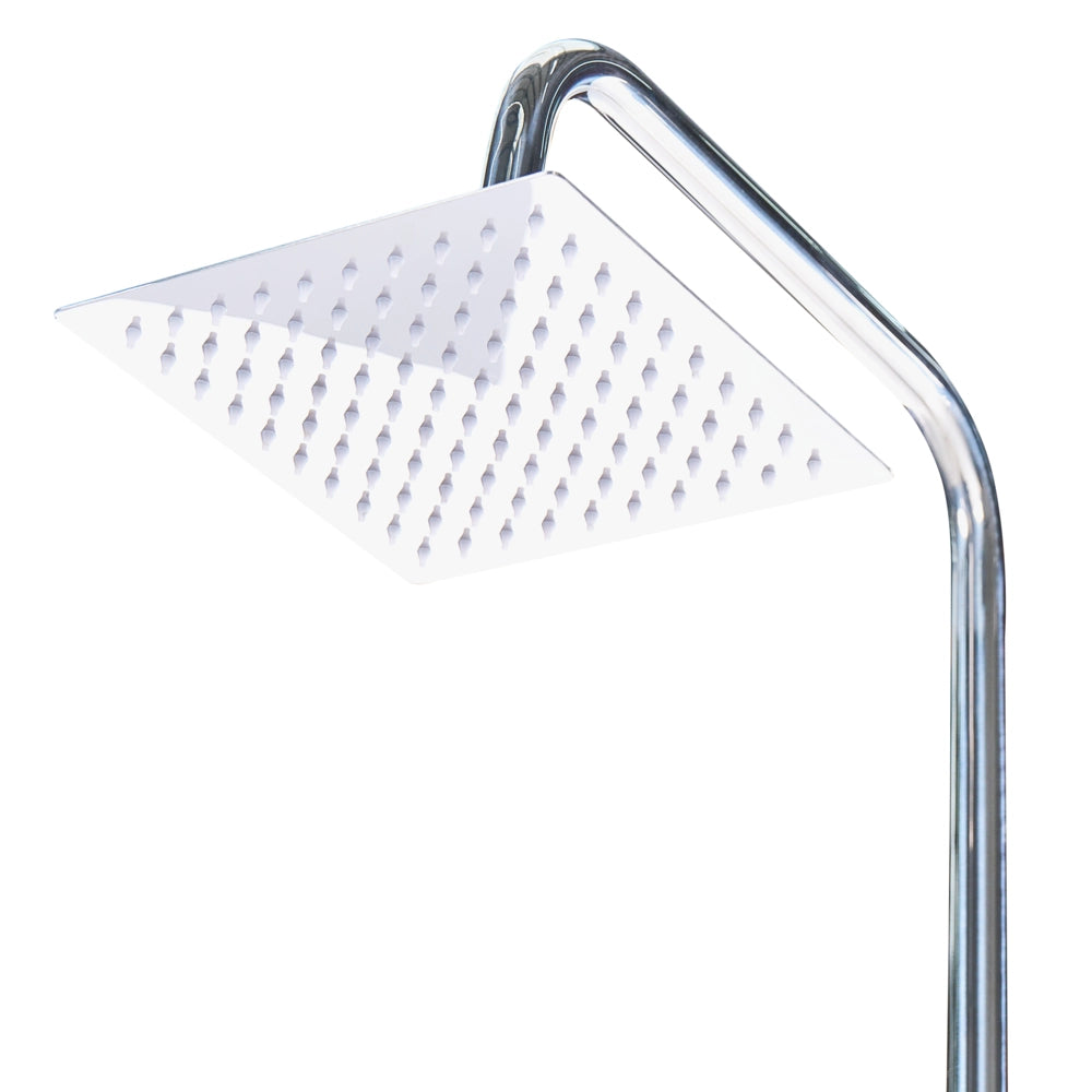 Set doccia con miscelatore da esterno in acciaio inossidabile argento e marrone chiaro con funzione a pioggia stile moderno da giardino