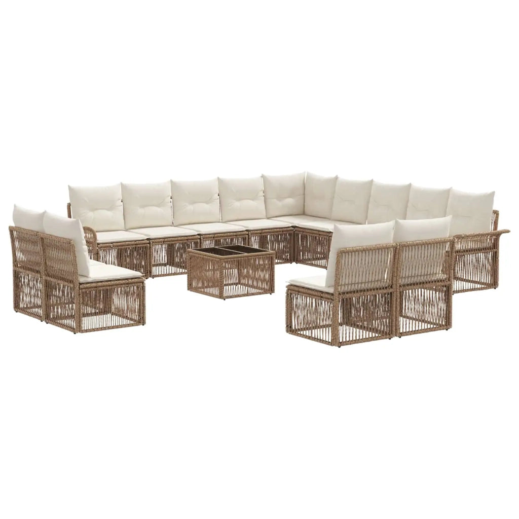 Set Divano da Giardino 14 pcs Beige polyrattan 3434997