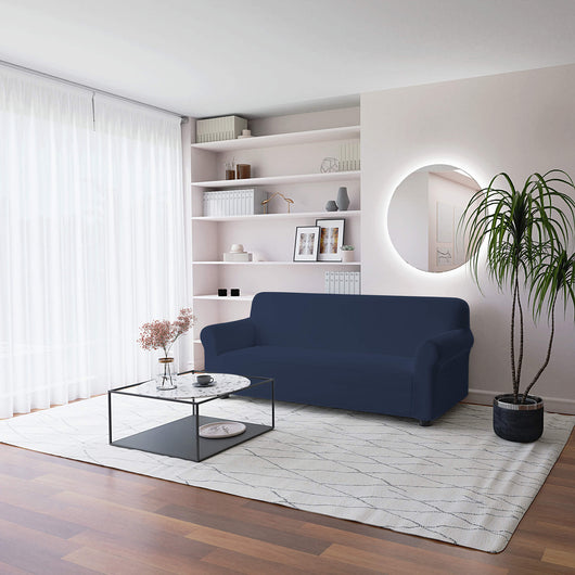 Copridivano Elasticizzato 3 Posti in Poliestere Dahlia Blu Scuro