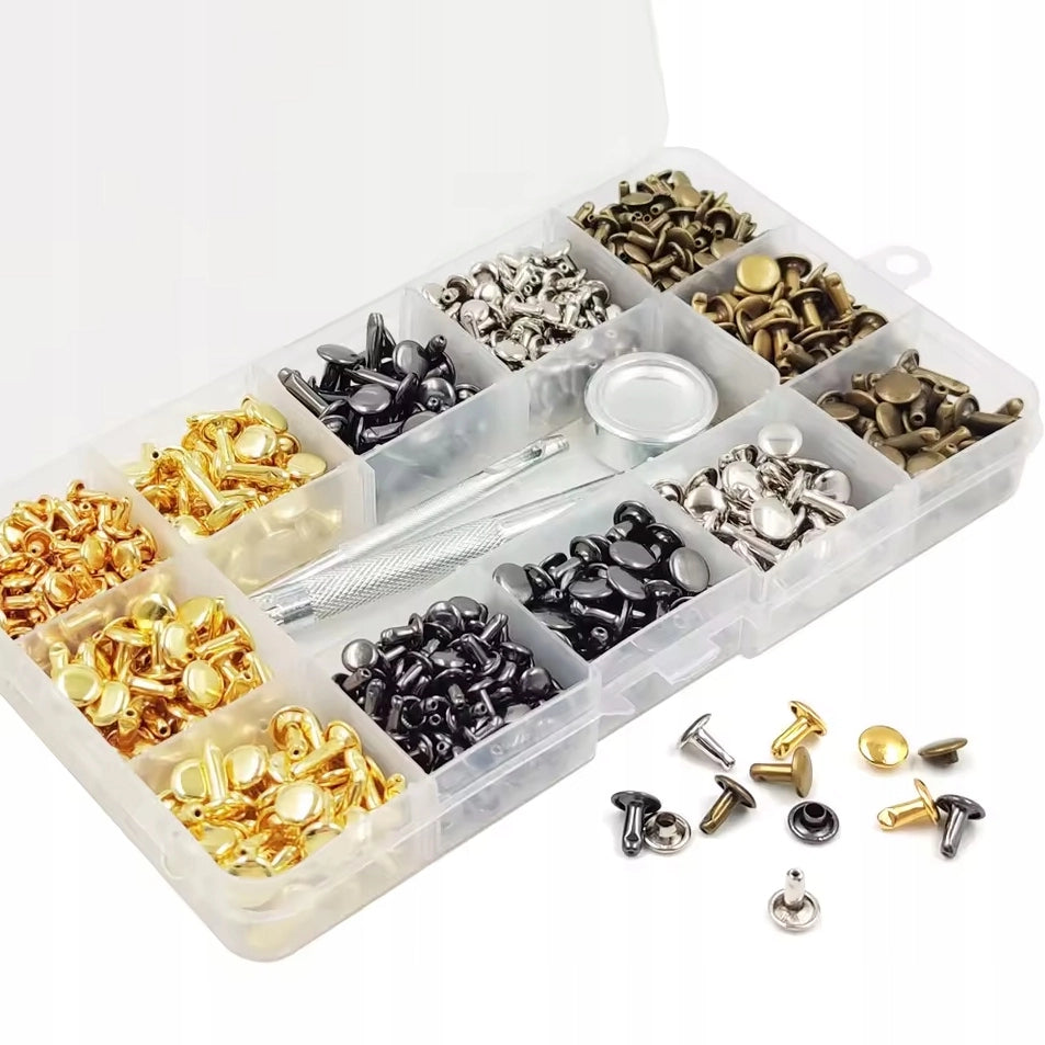 Set di Rivetti FixCraft 480Z – 480 Pezzi | 6–12 mm | Metallo | Organizer | Per Pelle, Borse, Cinture, Artigianato