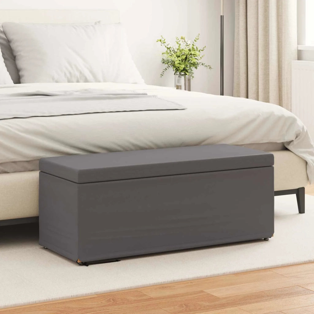 Pouf Grigio Pelle Sintetica e Legno Ingegnerizzato