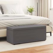 Pouf Grigio Pelle Sintetica e Legno Ingegnerizzato
