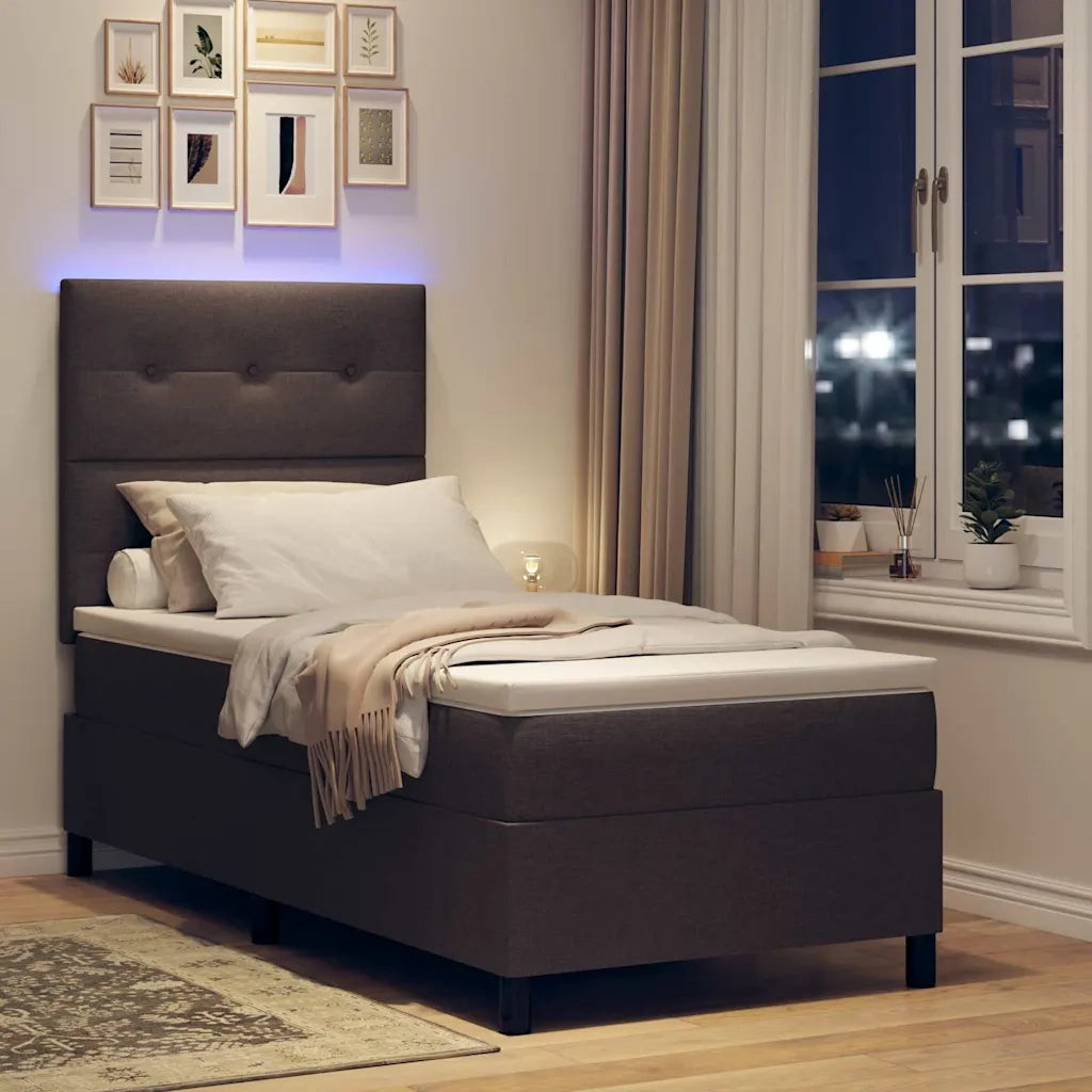 Letto a molle con materasso Marrone scuro 100 x 200 cm Tessuto 3342847