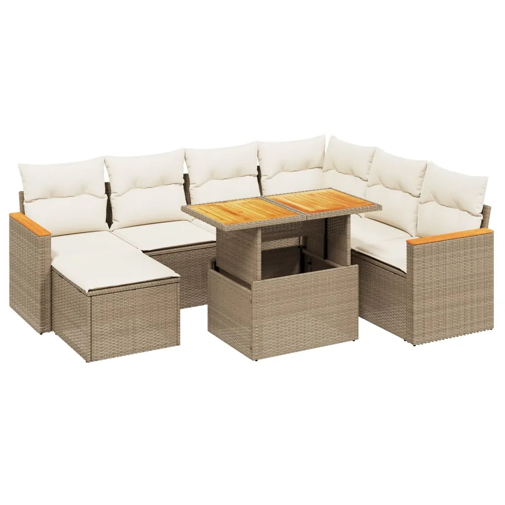 Set Divano da Giardino 8 pz con Cuscini Beige in Polyrattan 3273193