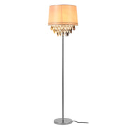 Lampada da Terra con Paralume Conico in Tessuto e Cristalli Artificiali - Color Cromo lux.pro
