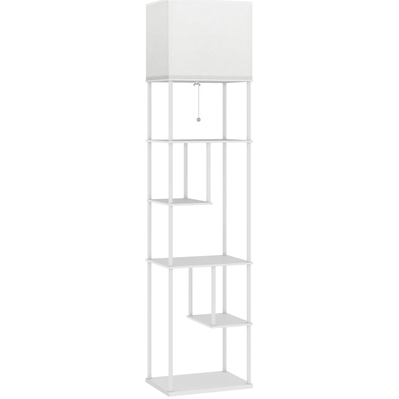 Lampada da terra ULEVR 171 cm con 5 ripiani, LED 9 W dimmerabile 3000-6500 K e telecomando, bianca