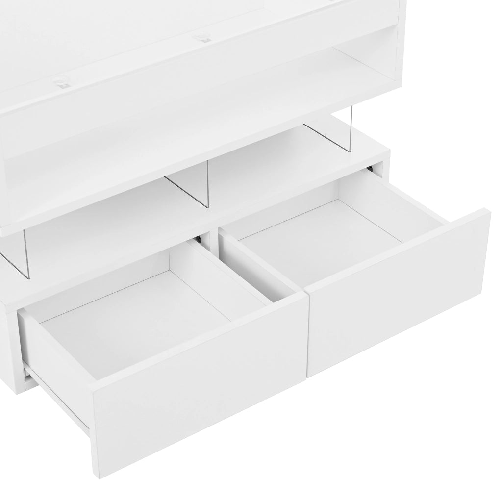 Tavolino da caffè 70x67x57 cm; piano sollevabile con LED a 16 colori; pannelli truciolari bianco