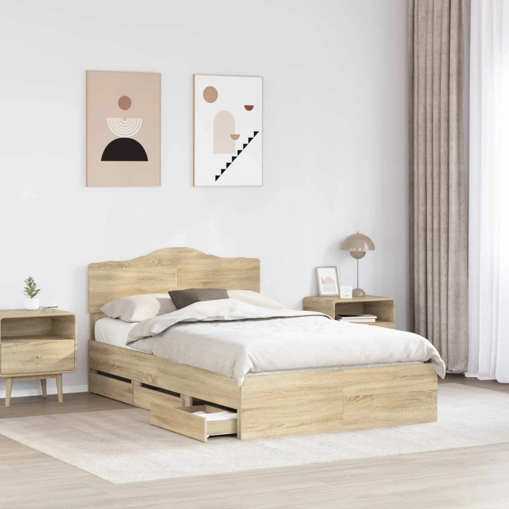 Struttura del letto con cassetto Rovere Sonoma 120 x 200 cm