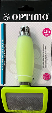 OPTIMO SPAZZOLA PER ANIMALI MANICO IN SILICONE E SETOLE IN METALLO VERDE 16,8 CM
