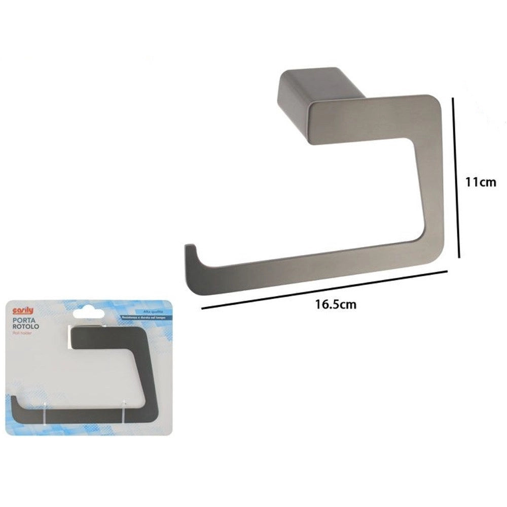 Trade Shop - Porta Rotolo Carta Igienica Wc Stilizzato Acciaio Grigio A Muro Accessorio Bagno 87943 -