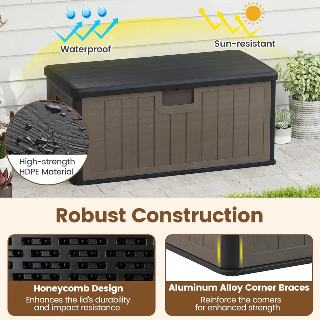 Contenitore per cuscini impermeabile da giardino con coperchio, 378 L, contenitore per cuscini da giardino, balcone, terrazza, piscina, cassapanca da giardino contenitore di stoccaggio outdoor