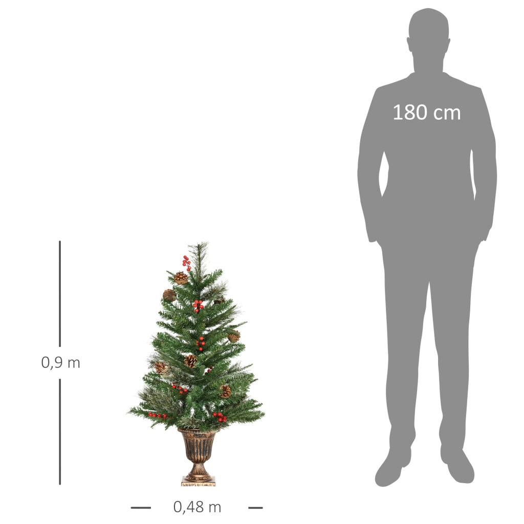 Albero di Natale Artificiale 90cm con Bacche e Pigne Verde Interni ¨C zephmum ¨C Set 2 Pezzi