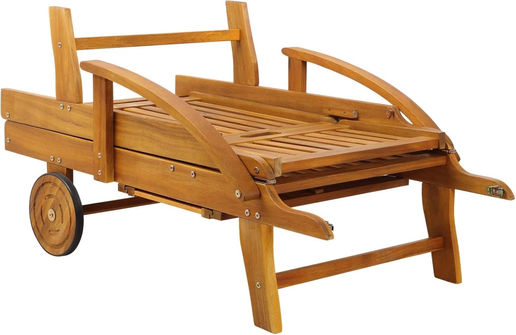 Sedia a Sdraio 2x Tami Sun in Legno Acacia Tavolino Estraibile Lettino Prendisole Pieghevole