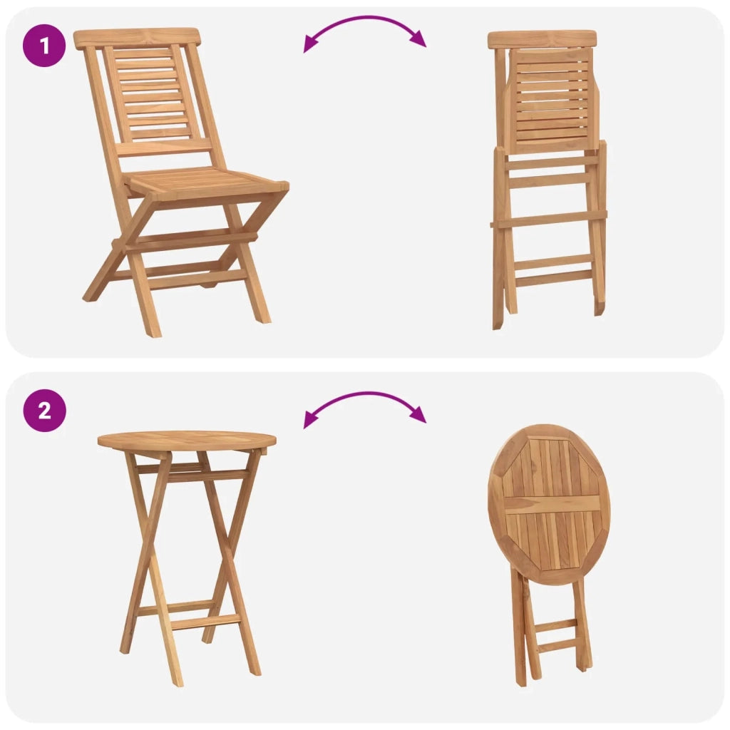 Set da Giardino 3 pz Marrone Legno Teak Massello 3437377