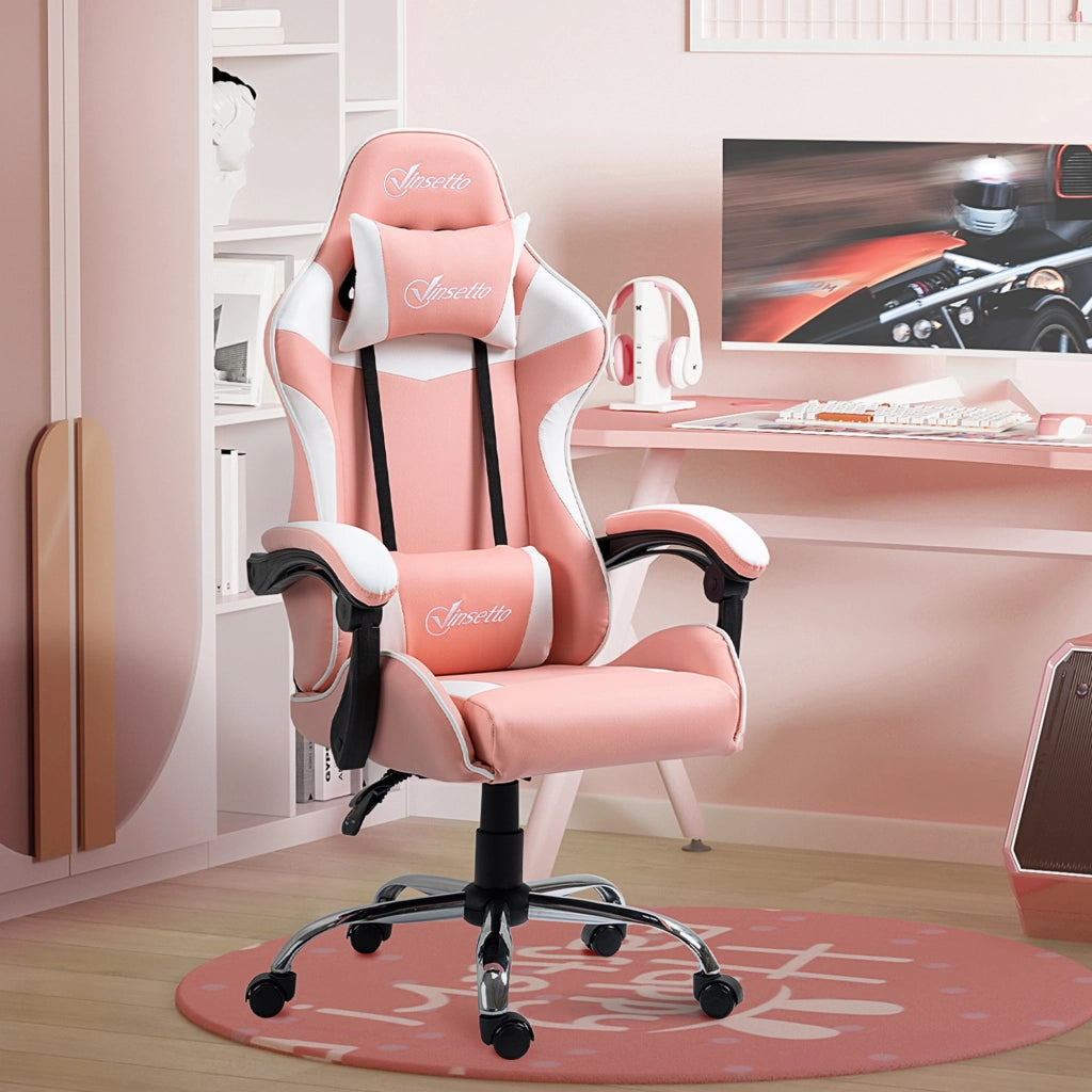 Sedia Gaming con Schienale Reclinabile ¨C zephmum ¨C Rosa 63x67x122-130 cm
