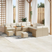 Set Divano da Giardino con cuscino 13 pcs Beige polyrattan 3365056