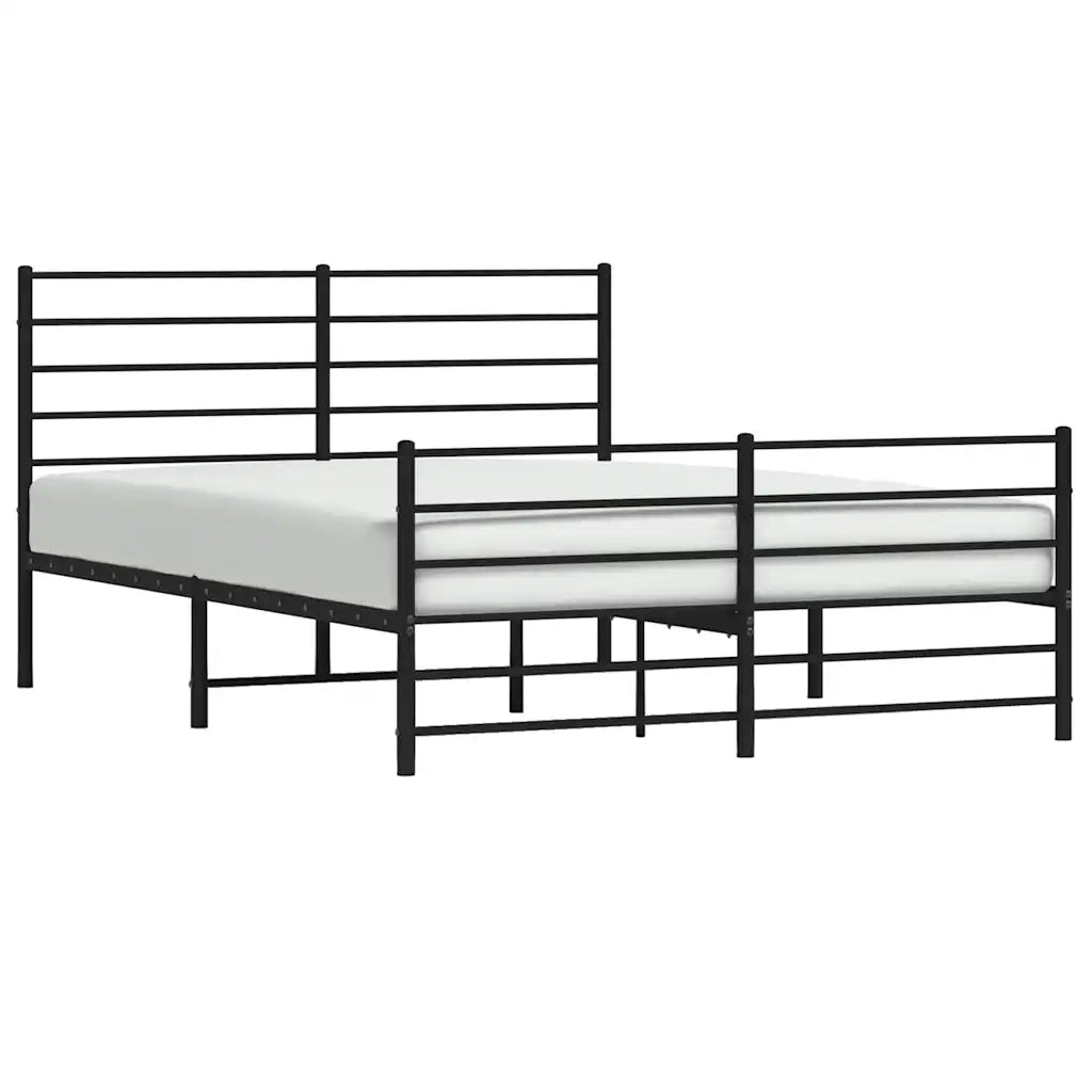 Giroletto con Testiera e Pediera-Struttura Letto Metallo Nero 120x190 cm 784232