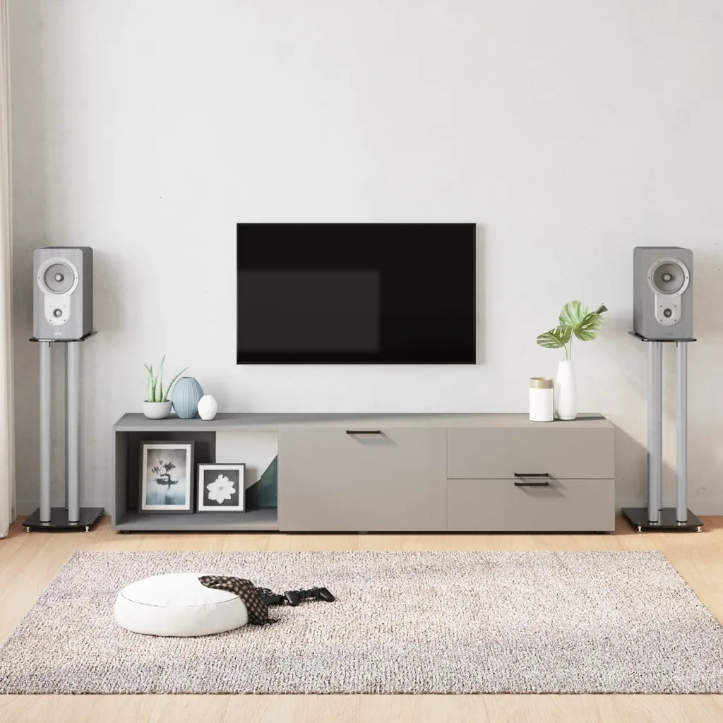 Pedane Casse 2 pz Nero Argento Vetro Temperato Design 3 Pilastri CFW5869845