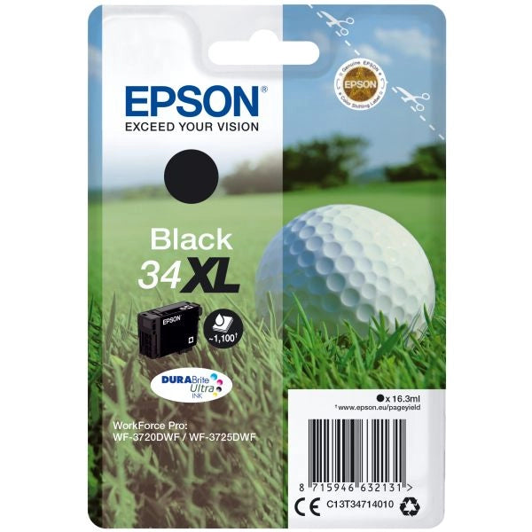 Epson golf ball singlepack black 34xl durabrite ultra ink - C13T34714020
