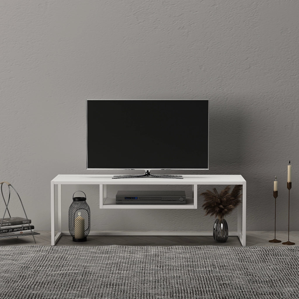 Mobile Porta TV 'Isokyrö' Metallo - Bianco opaco [en.casa]