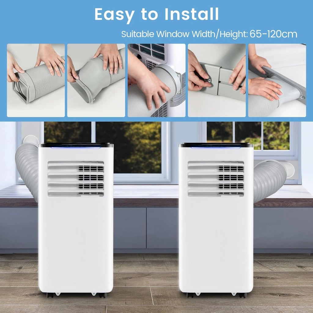 Condizionatore Portatile con Evacuazione 7000 BTU, Climatizzatore Portatile 4 in 1 Ventilatore & Deumidificatore & Raffreddatore & Riscaldamento, Timer 24H, 3 Modalità di Controllo Intelligente