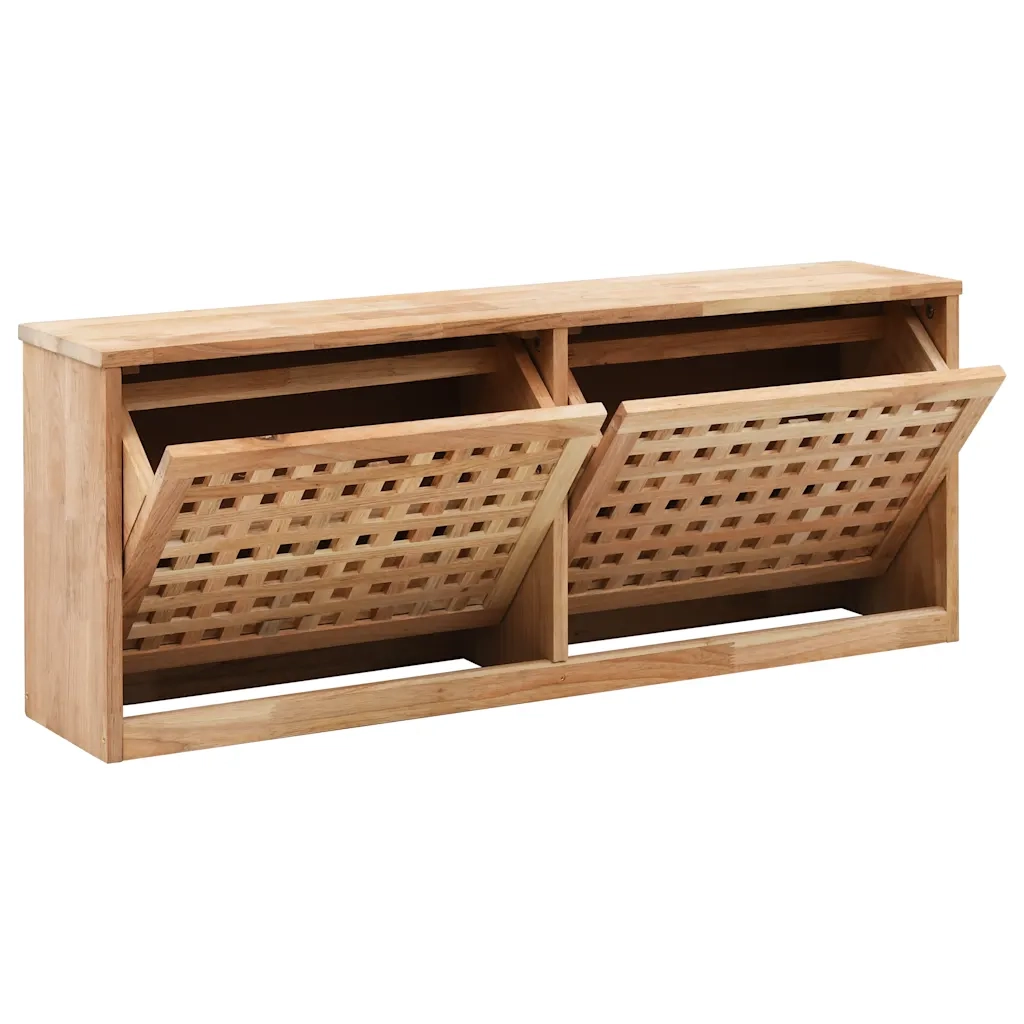 Panca con Scarpiera | Mobile per scarpe 94x20x38 cm in Legno Massello di Noce