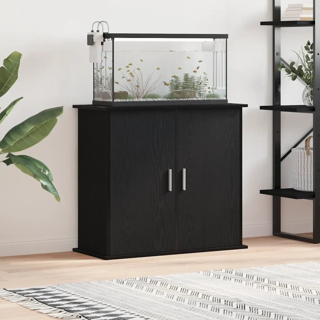 Supporto per acquario in rovere nero 81x36x73 cm in legno ingegnerizzato 862155