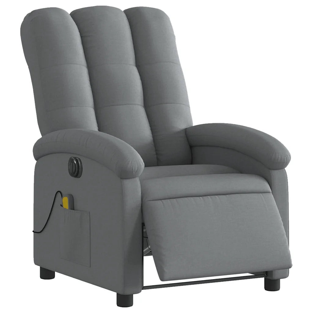 Divano Sedia-Poltrona Reclinabile Massaggio Elettrica Grigio Scuro Tessuto 405243