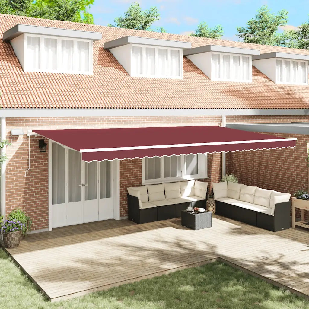 Tenda da Sole Retrattile Manuale con LED Bordò 600x300 cm 3214980