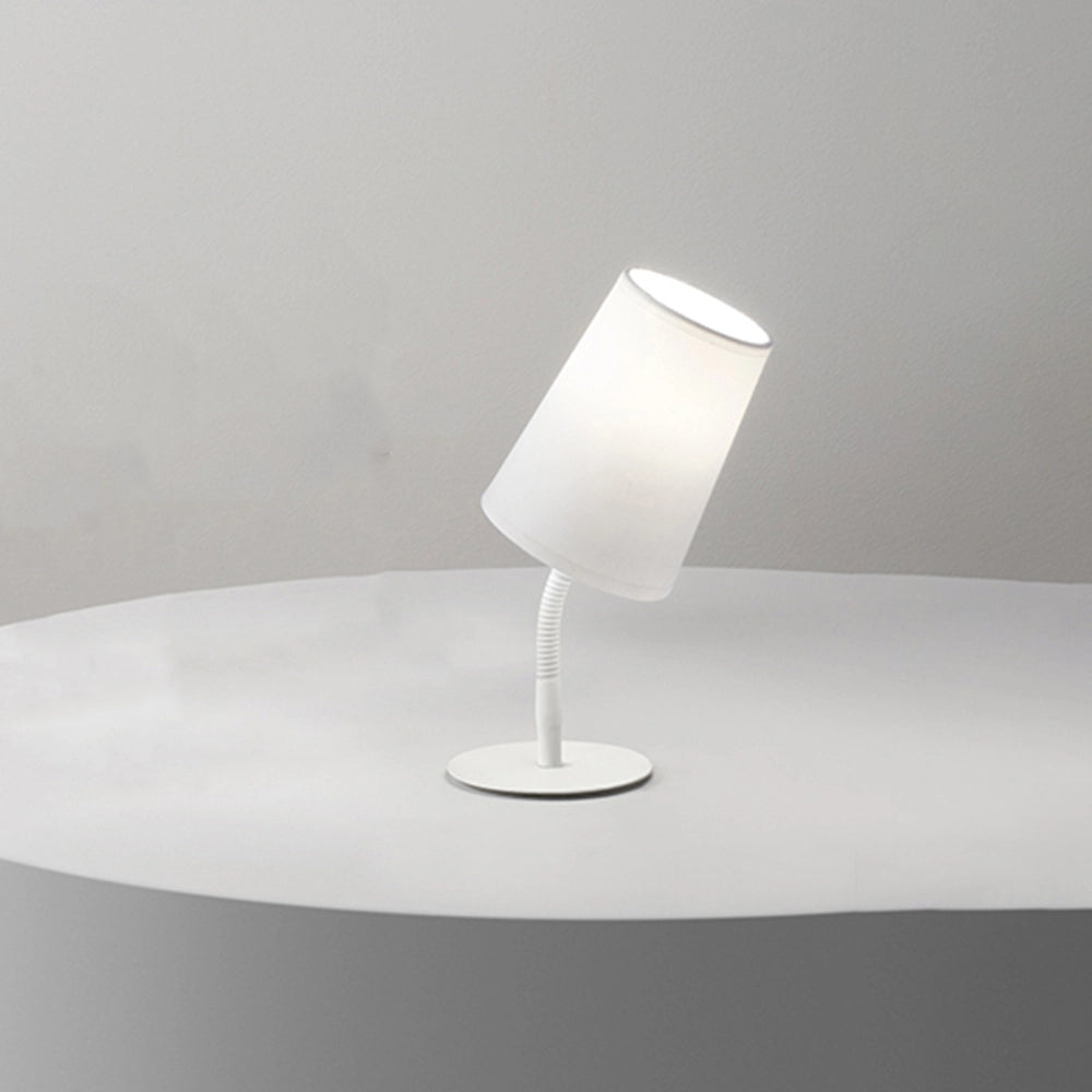 Lampada Da Scrivania Contemporanea Mash Metallo Bianco Tessuto 1 Luce E14