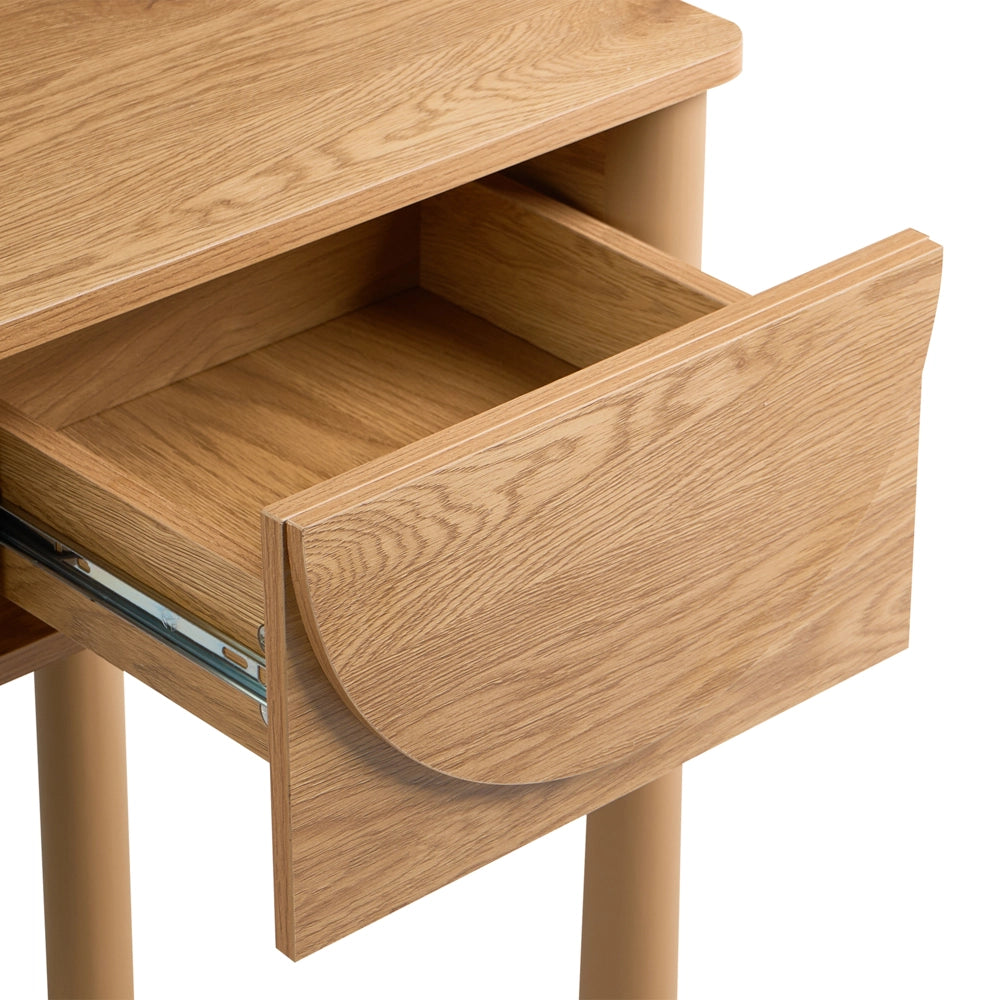 Scrivania per ufficio domestico in stile scandinavo con cassetti e ripiani aperti in MDF, 140 x 50 cm, colore marrone chiaro
