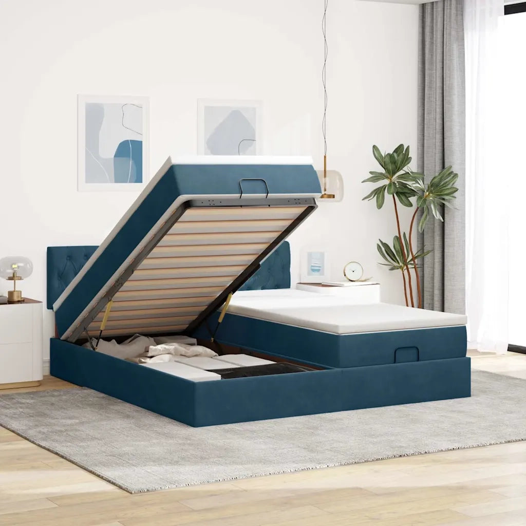 Struttura Letto Pouf con Materassi 180x200 cm Velluto 3312096