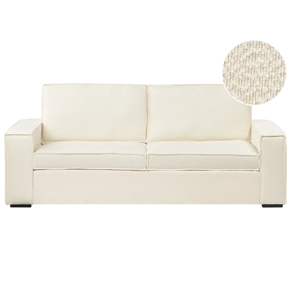 Divano letto in tessuto bianco sporco Divano letto trasformabile a 3 posti con struttura e materasso