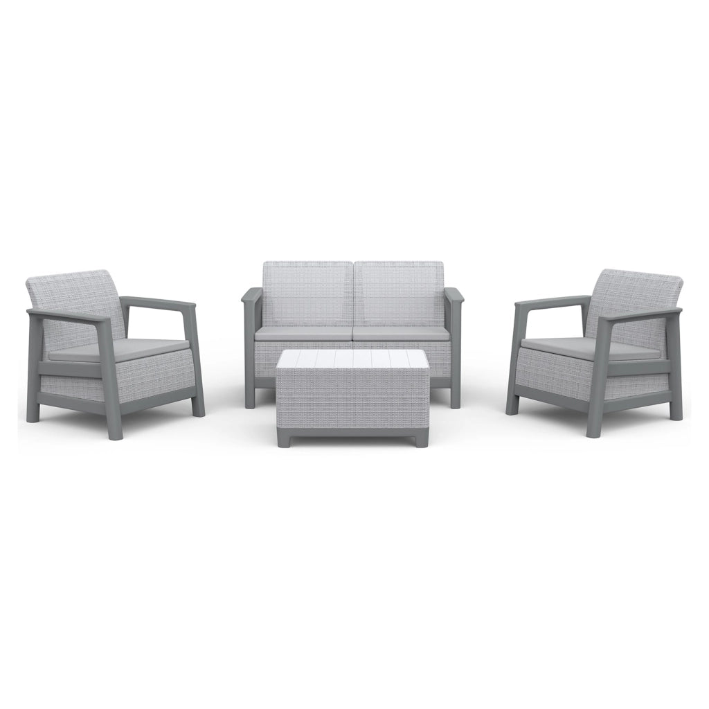 Salottino Outdoor Grafton, set Salotto da Esterno 4 Posti, Grigio Chiaro