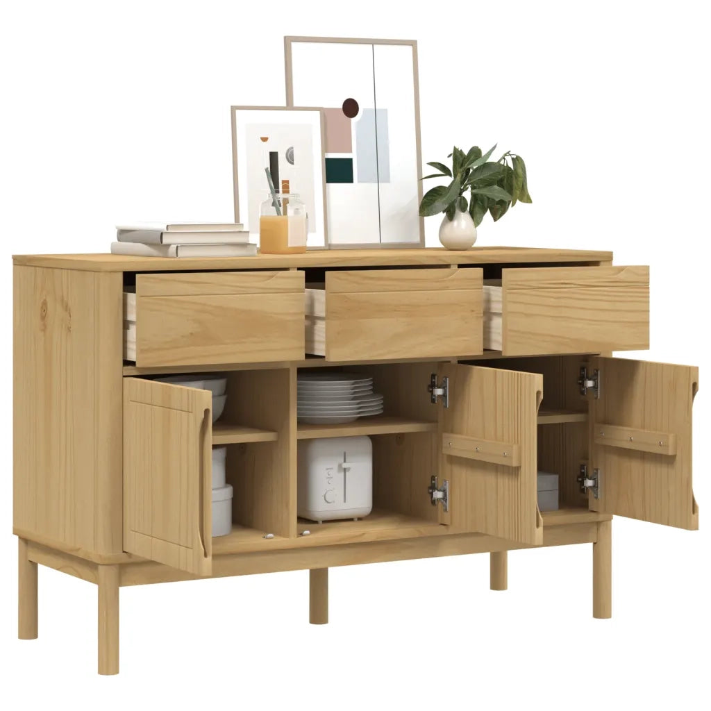 Credenza FLORO Marrone Cera 114x43x74 cm in Legno di Pino 374023