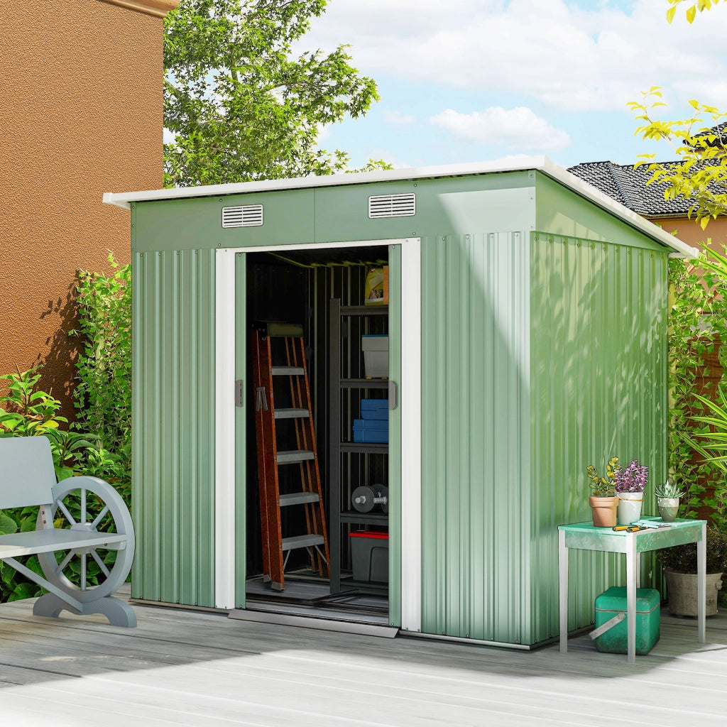 Casetta da giardino in metallo ¨C zephmum ¨C 207x130x182 cm verde