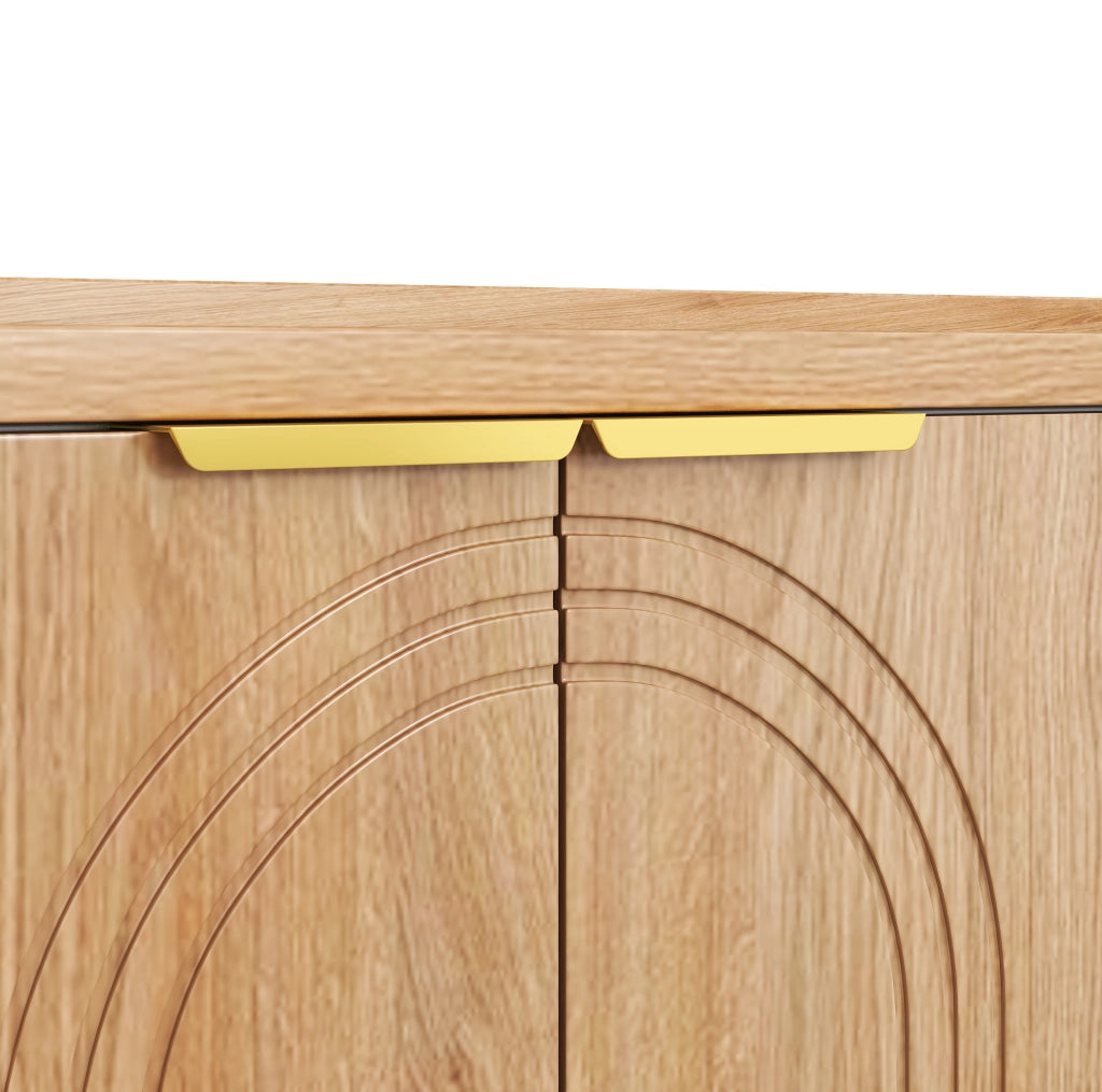 Mobile TV 170x35x47.5 cm con ante scultoree; maniglie in metallo; MDF; naturale
