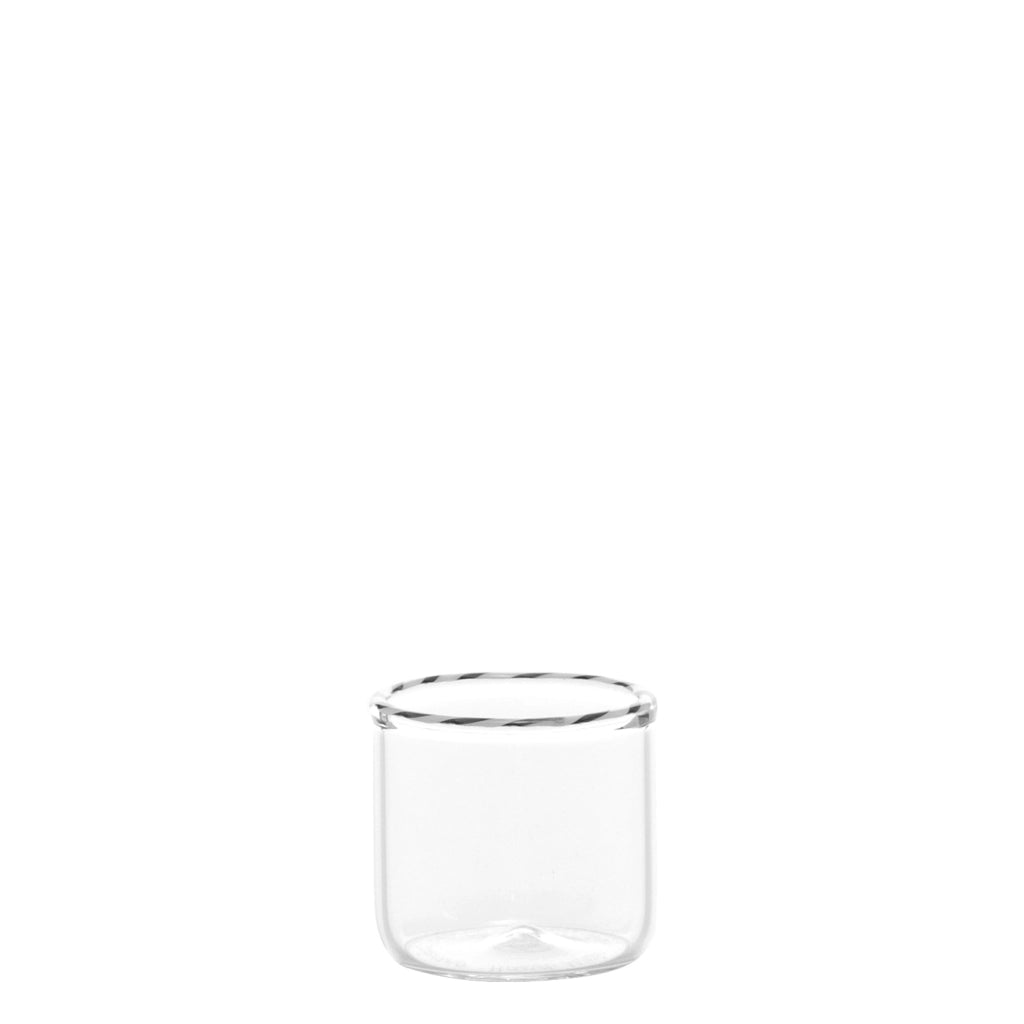 Set 6 Bicchieri Shot Tumbler Junior Collezione Intrecci in Vetro Borosilicato Soffiato a Mano Bianco e Nero Design Artigianale Elegante e Resistente